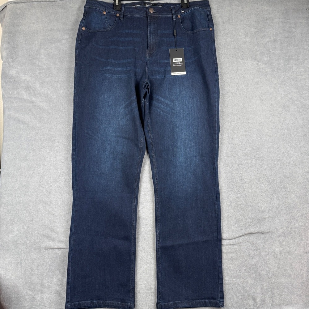 Barbell Apparel Mens Relaxed Athletic Fit 2.0 Jeans Dark Distressed Blue Size 40